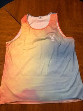 Malibu Sunset Ombre Tank Top - rainbow tie dye design size XL